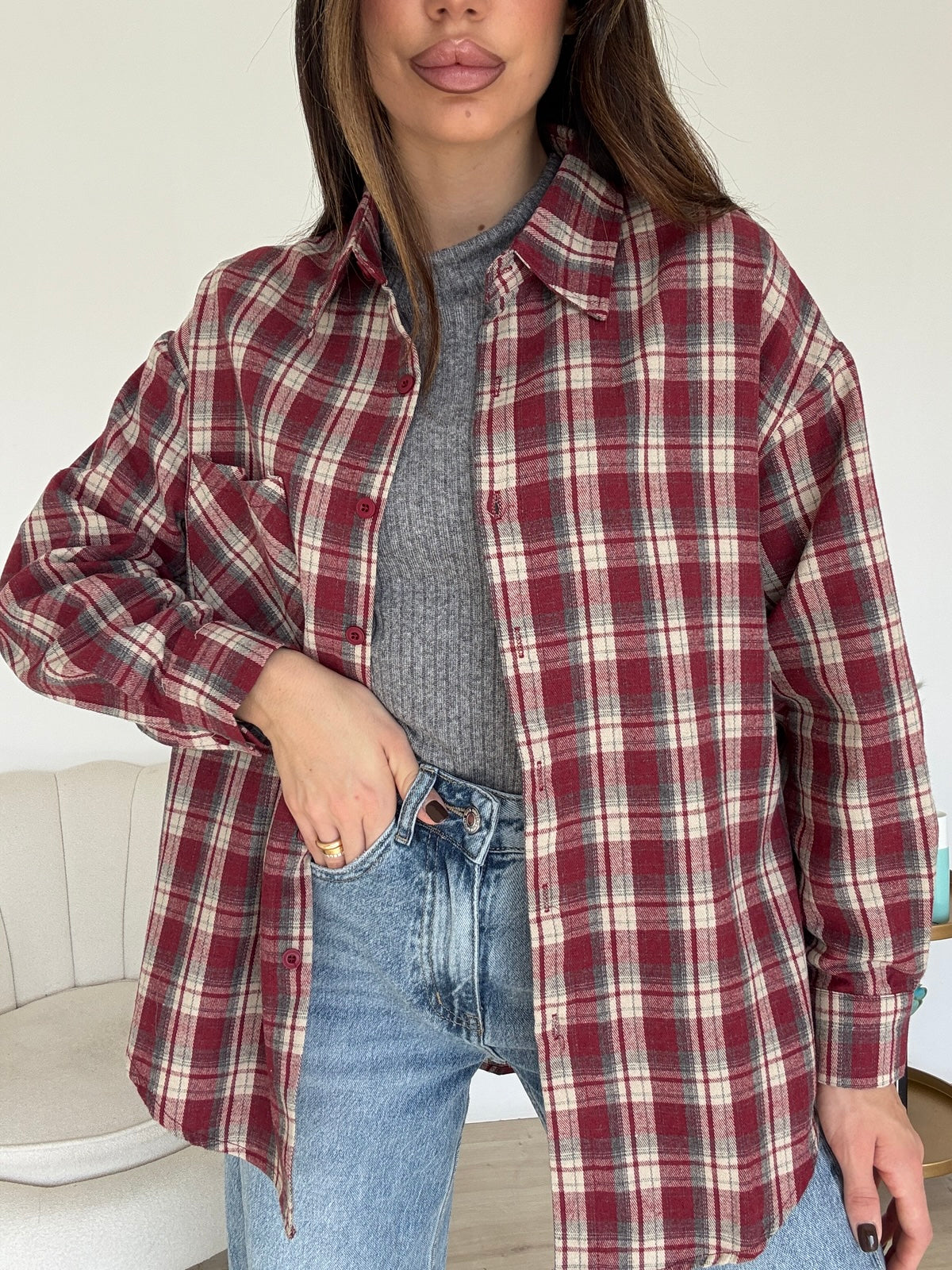 17185-CAMICIA WOODS BORDEAUX