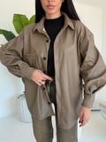 CAMICIA IN ECO PELLE TAUPE