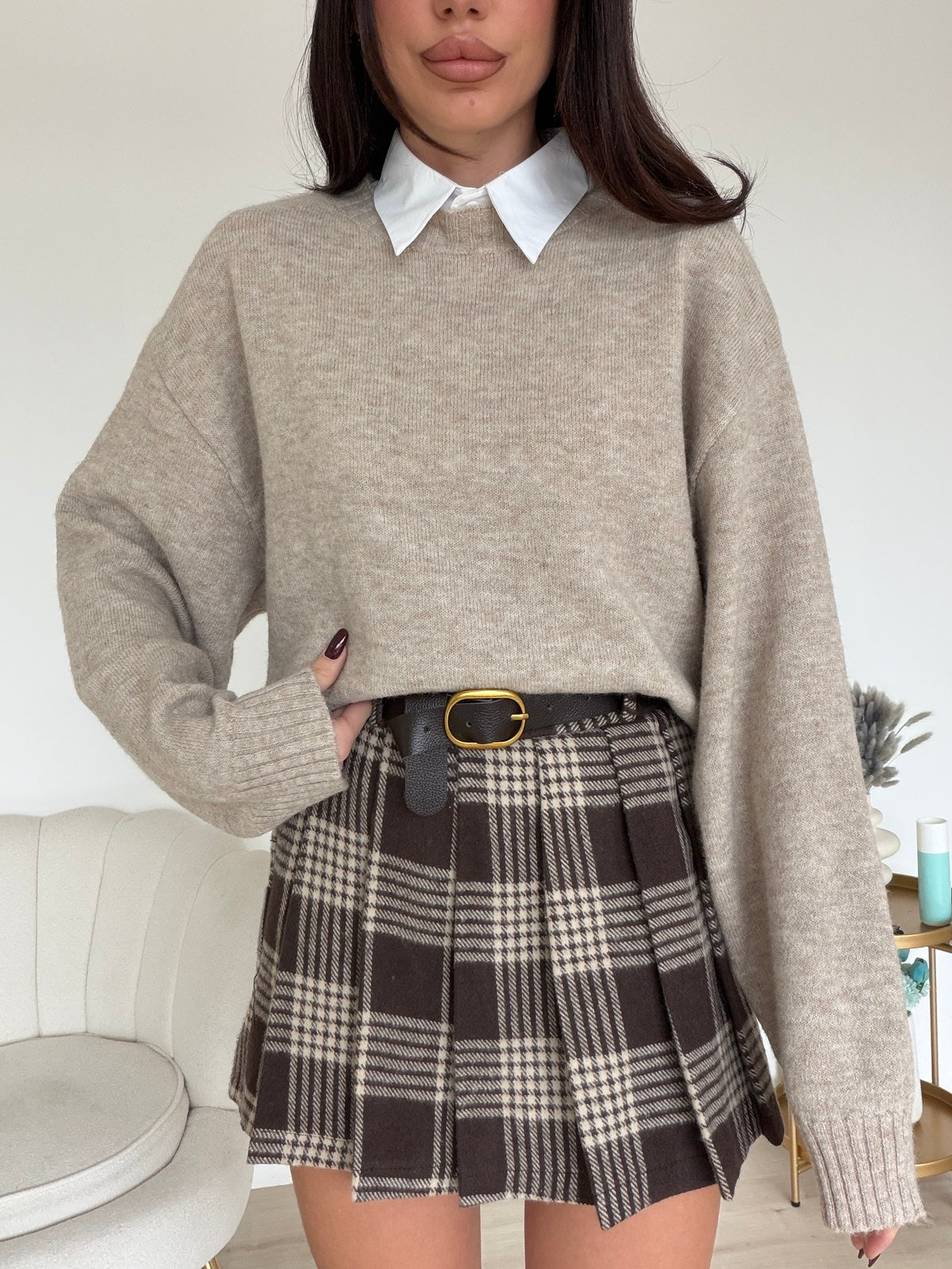 MINI GONNA-SHORT SEASON TAUPE