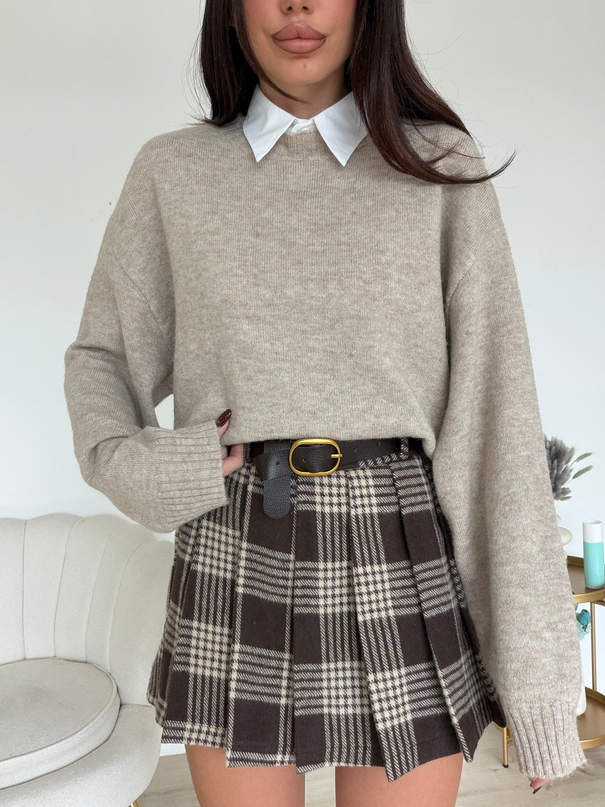 MINI GONNA-SHORT SEASON TAUPE