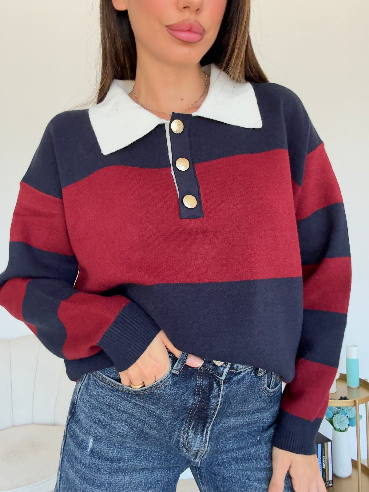 JP7959-PULL TWENTY BORDEAUX
