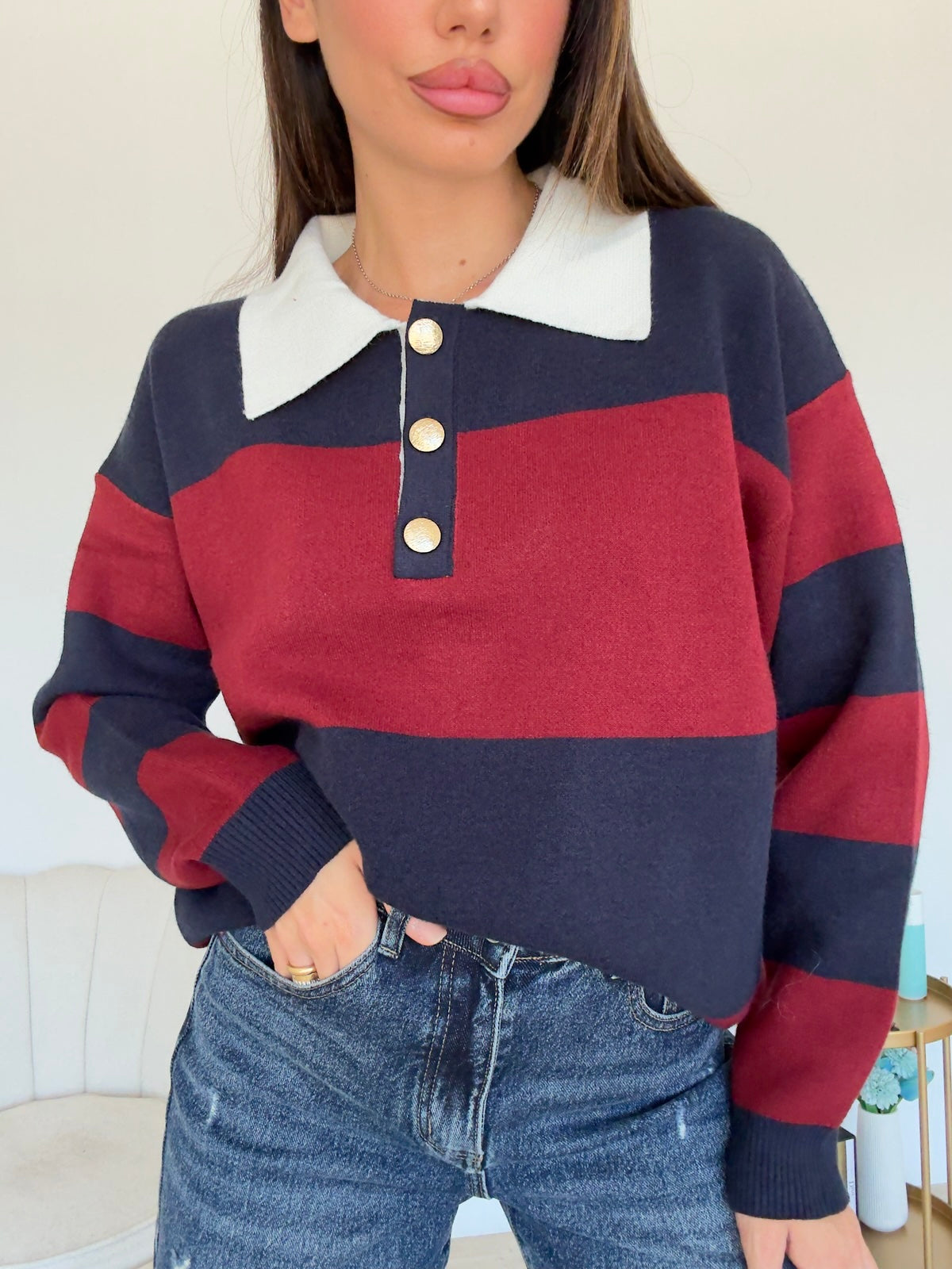 JP7959-PULL TWENTY BORDEAUX