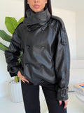 DD100-A-MINI TRENCH IN ECO PELLE NERO
