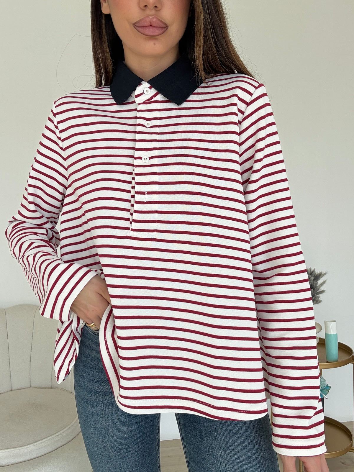 TOP3301-POLO AFRODITE BORDEAUX