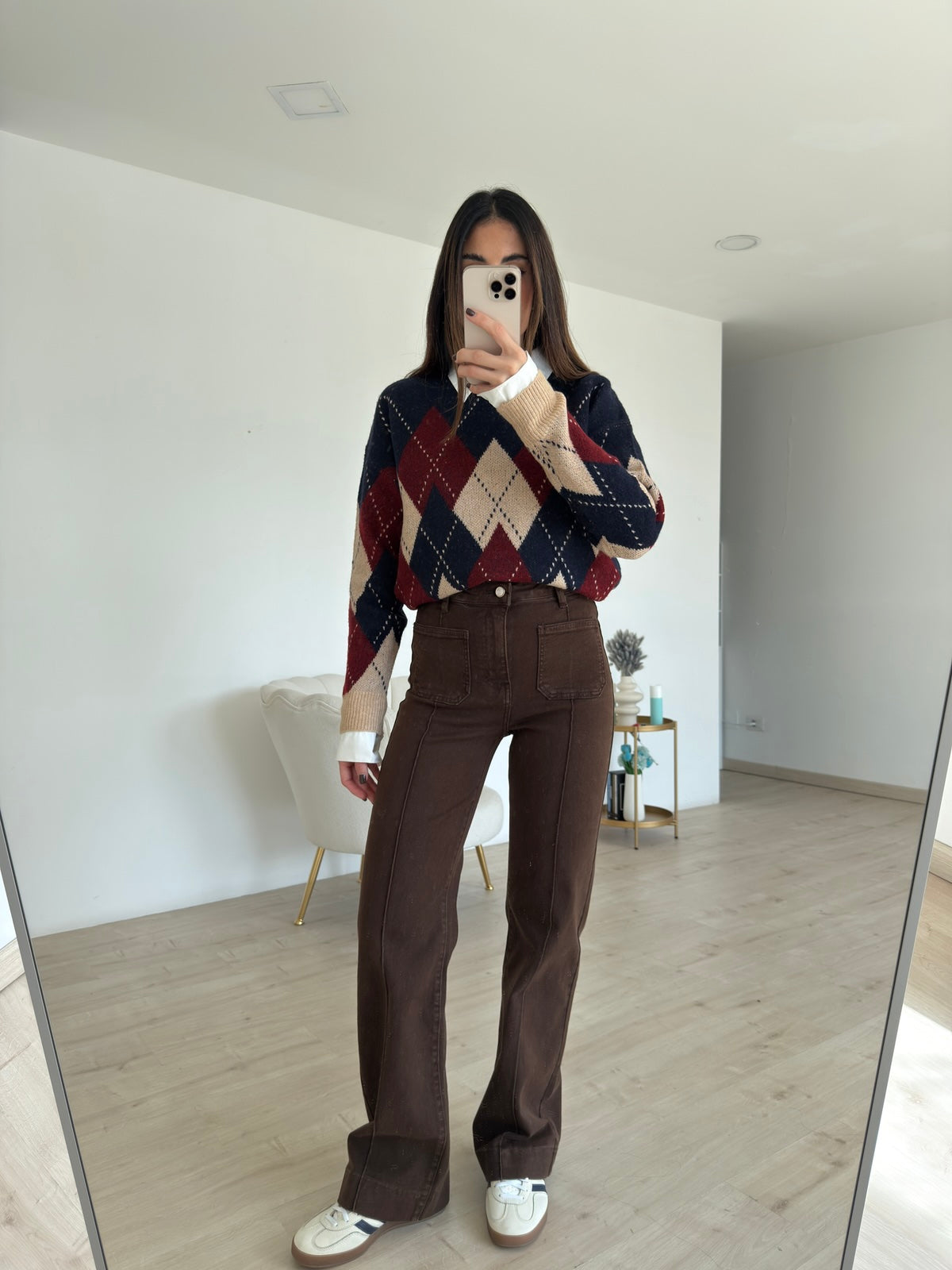 Y668814-JEANS POCKET CHOCO