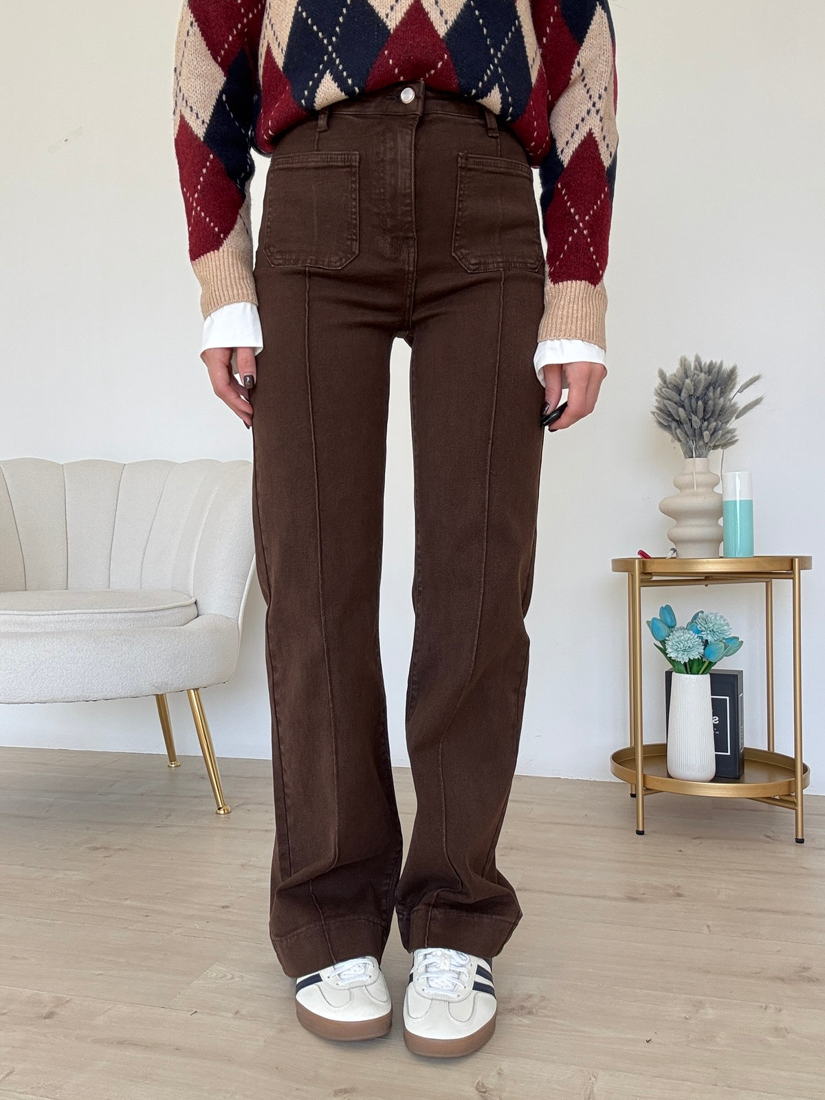 Y668814-JEANS POCKET CHOCO