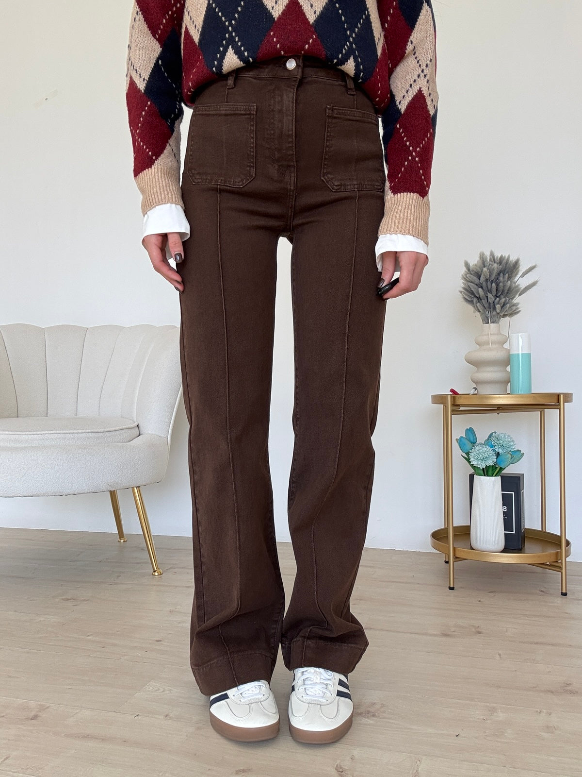 Y668814-JEANS POCKET CHOCO