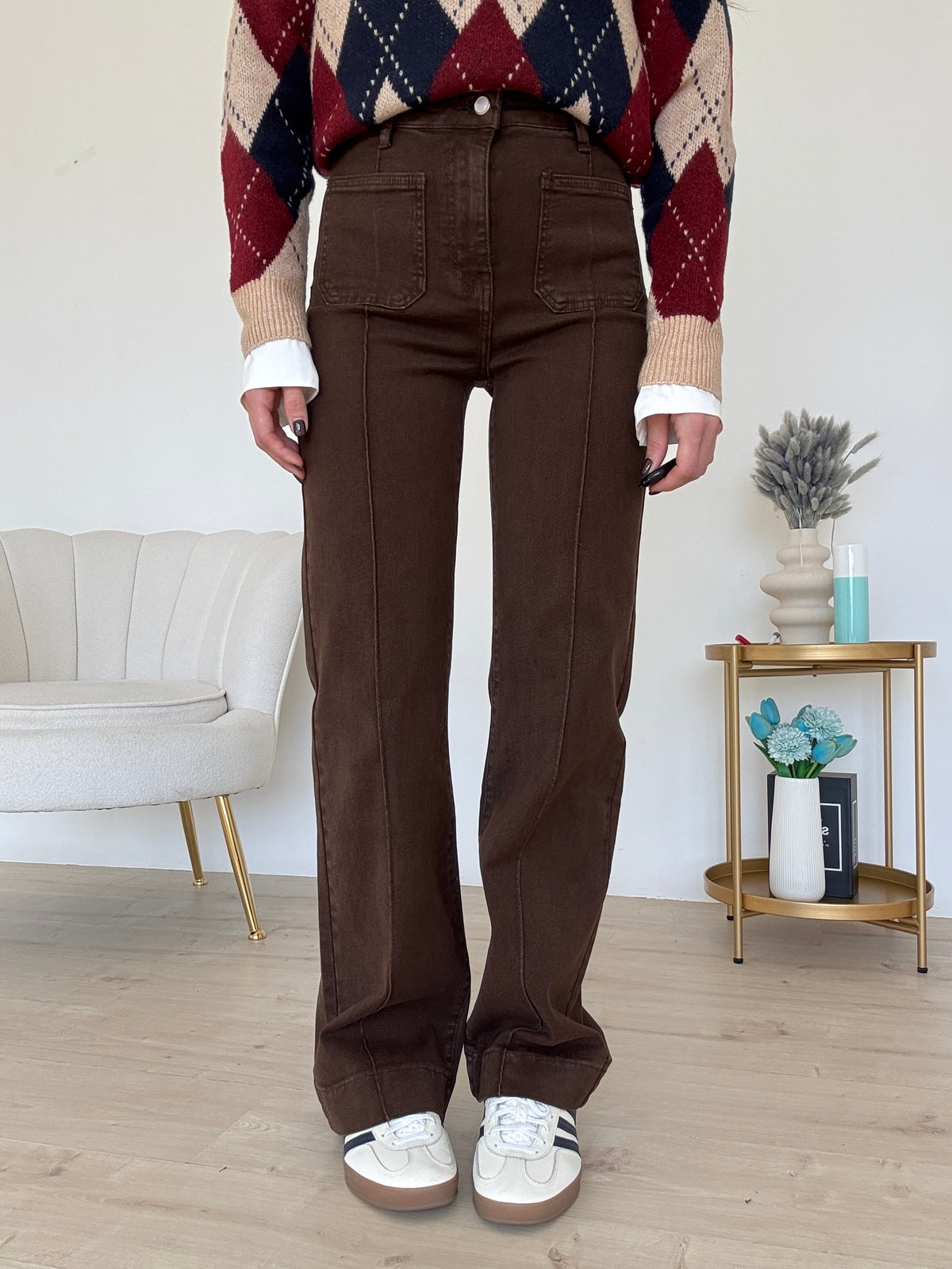 Y668814-JEANS POCKET CHOCO