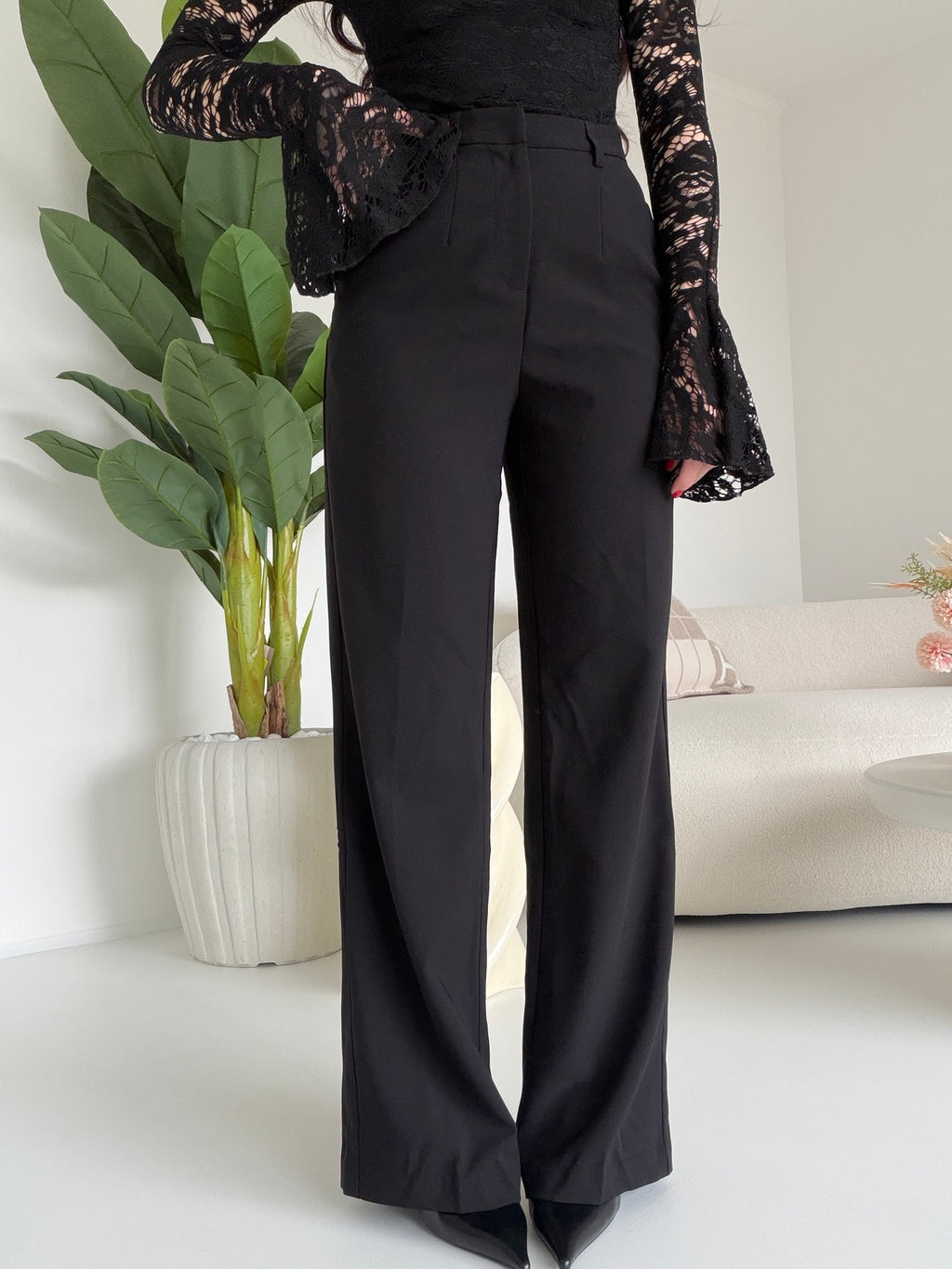 VS19186A-PANTALONE PALAZZO NERO