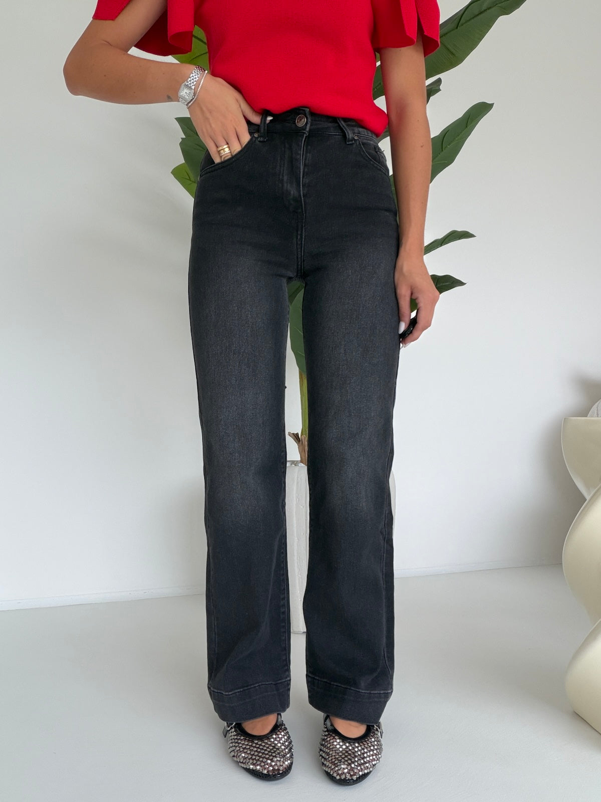 MG-1298-JEANS GAMBA DRITTA SUNDAY BLACK