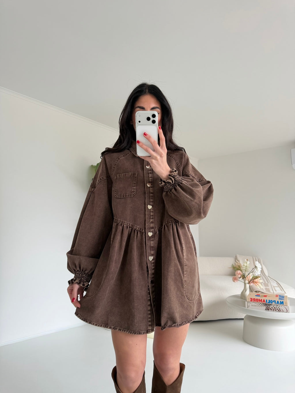 2749-MINI ABITO DENIM CHOCO