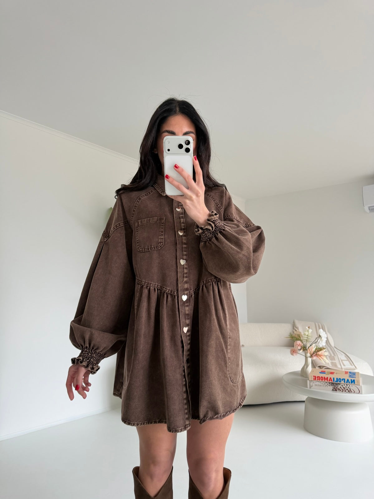 2749-MINI ABITO DENIM CHOCO