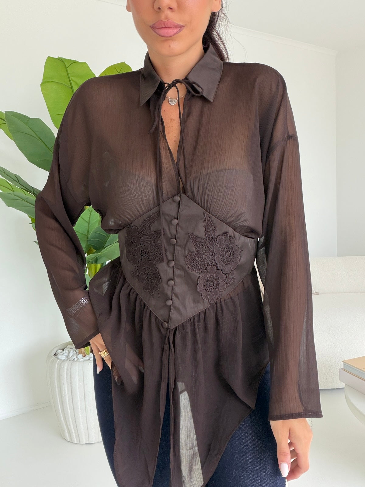 H4904-CAMICIA PENELOPE CHOCO