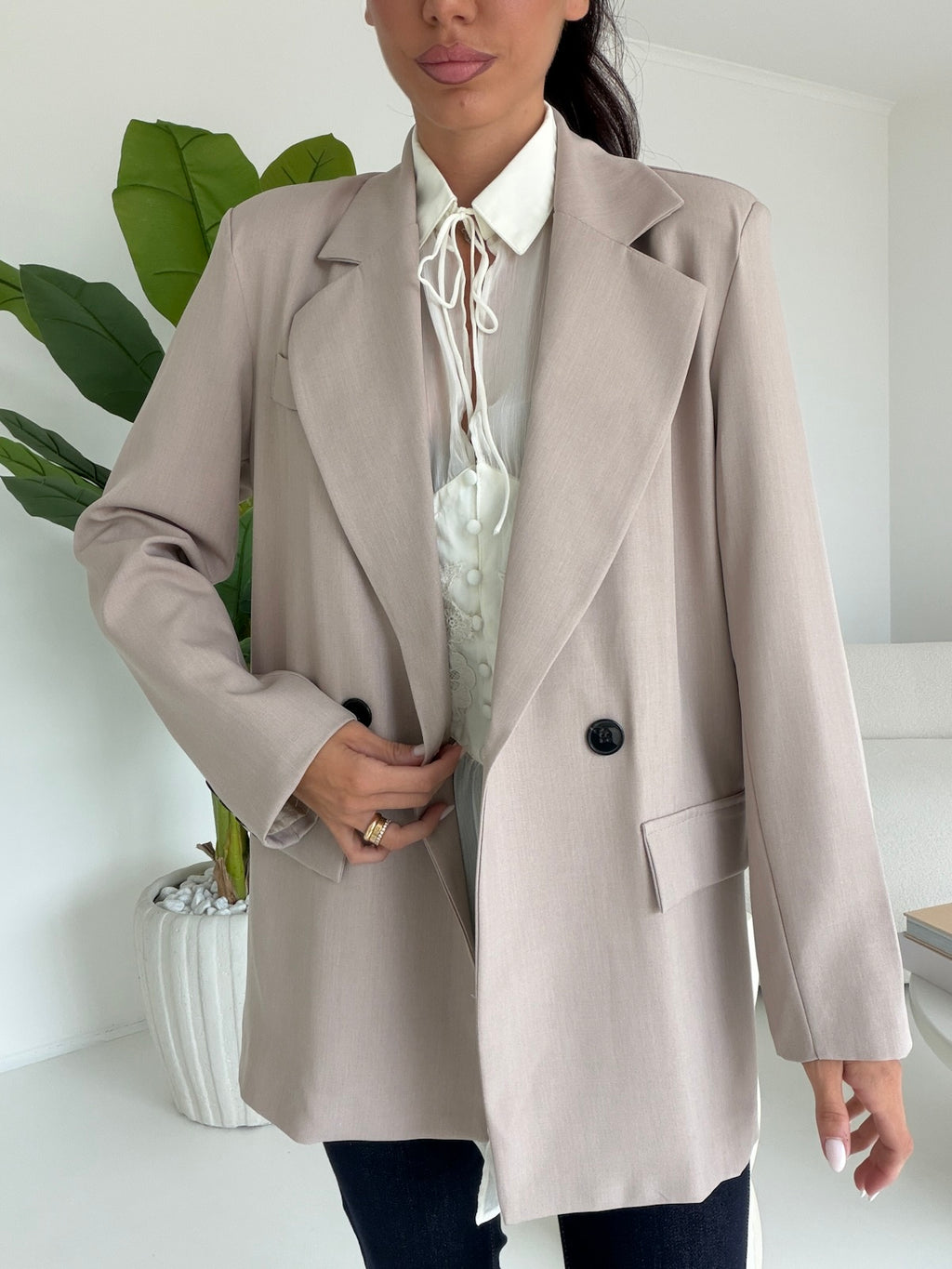 BLAZER DOPPIO BOTTONE TAUPE