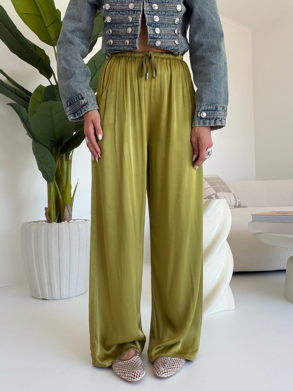 PANTALONE SATIN MACARON