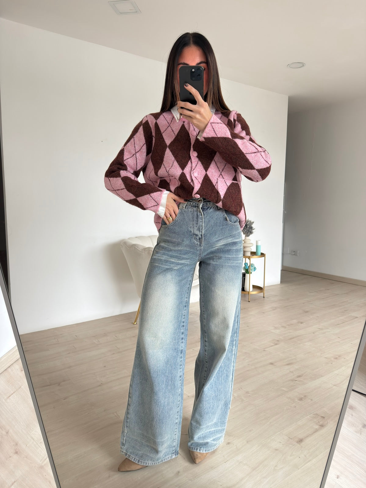 A3091-JEANS PALAZZO SAND