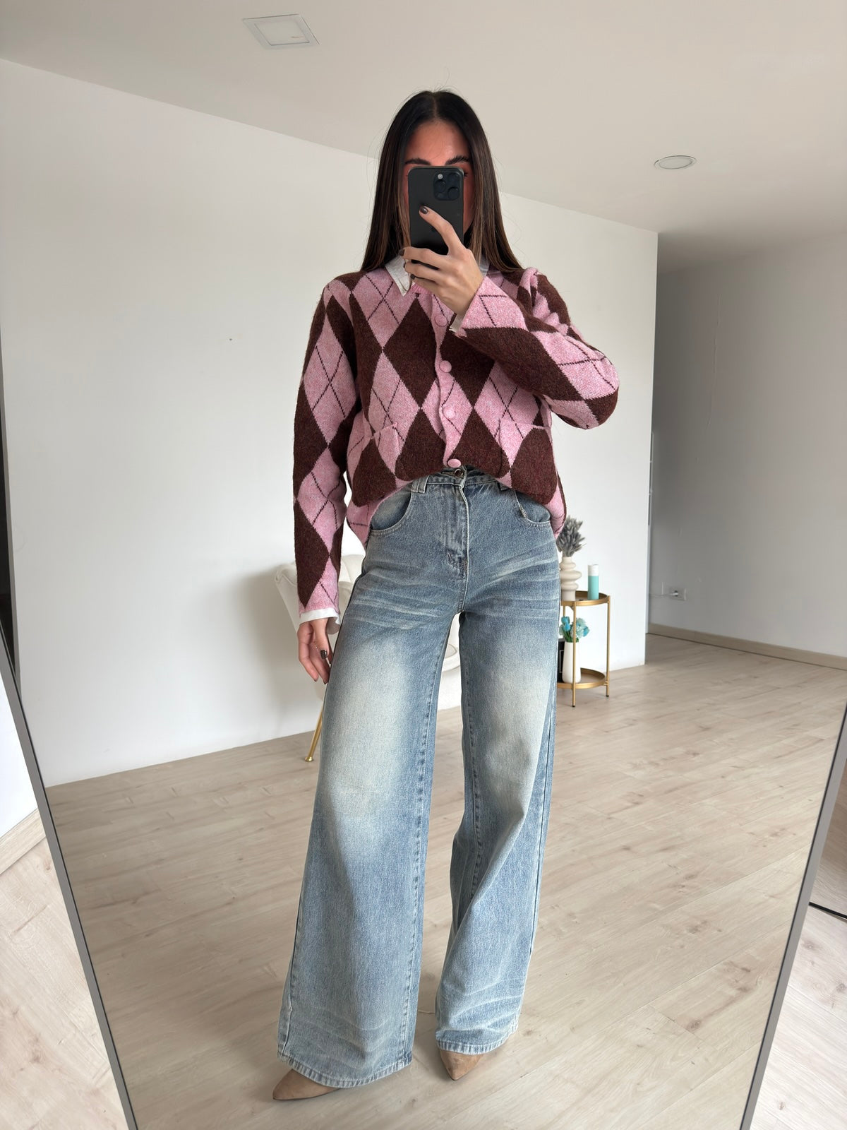 A3091-JEANS PALAZZO SAND