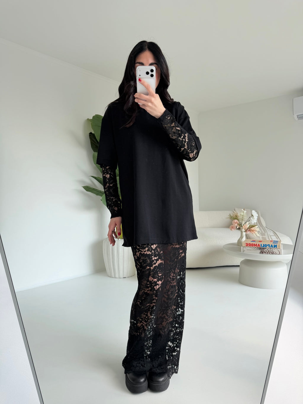 6728-SET ABITO+MAXI T-SHIRT-IRIS NERO