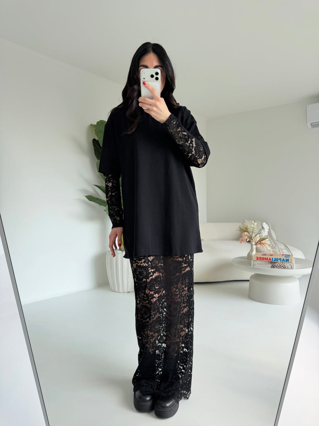 6728-SET ABITO+MAXI T-SHIRT-IRIS NERO
