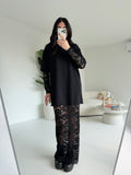 6728-SET ABITO+MAXI T-SHIRT-IRIS NERO