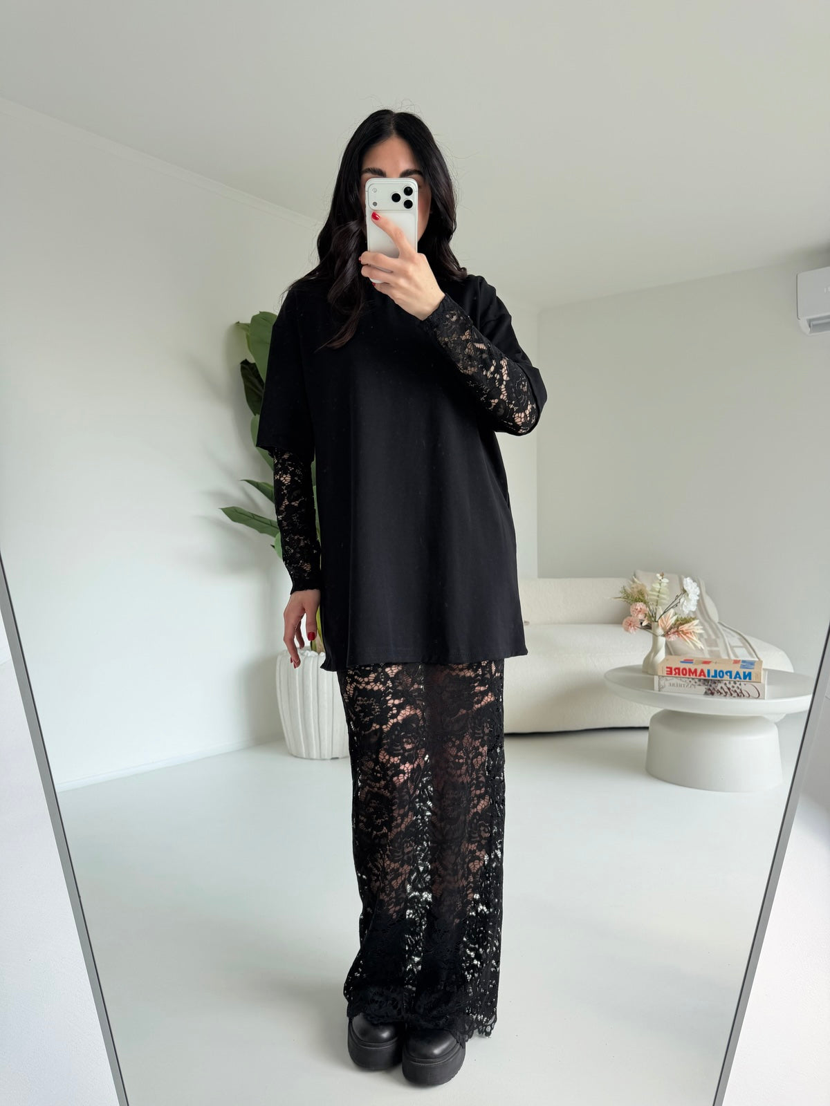 6728-SET ABITO+MAXI T-SHIRT-IRIS NERO