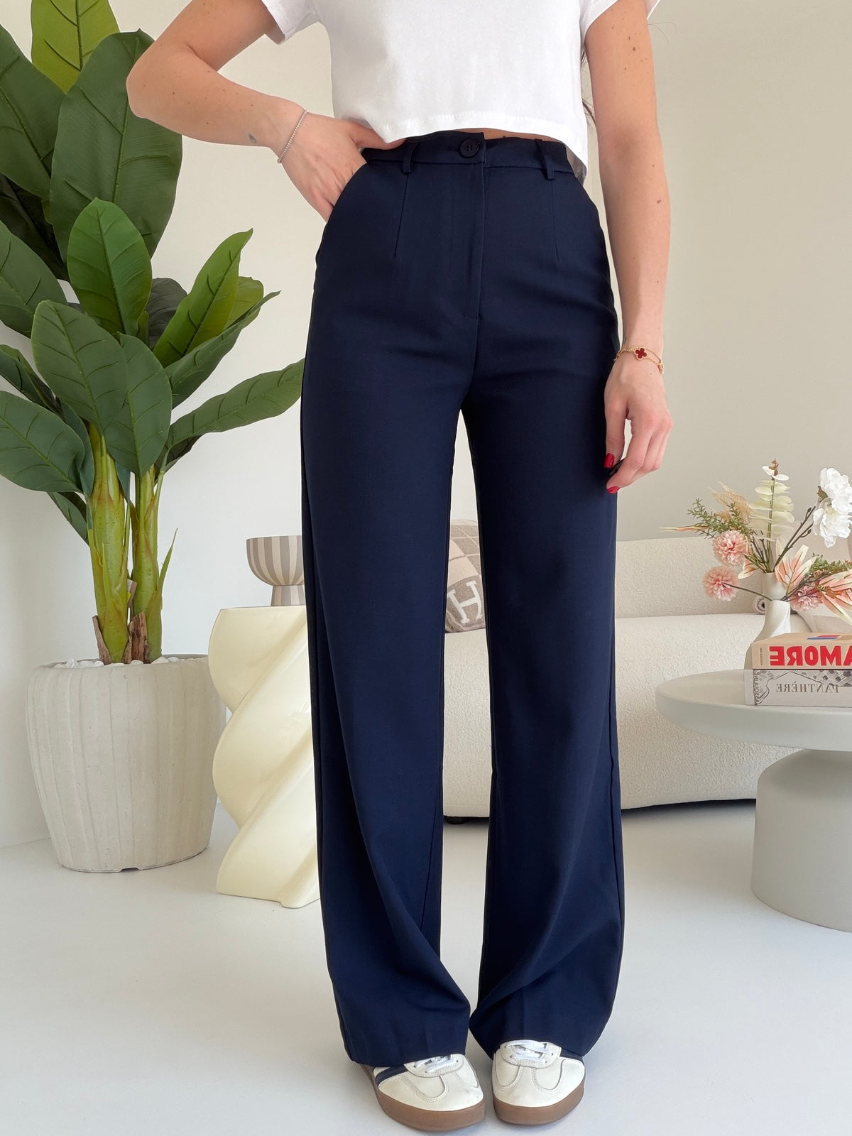VS9002-3 PANTALONE PALAZZO BISTROT NAVY