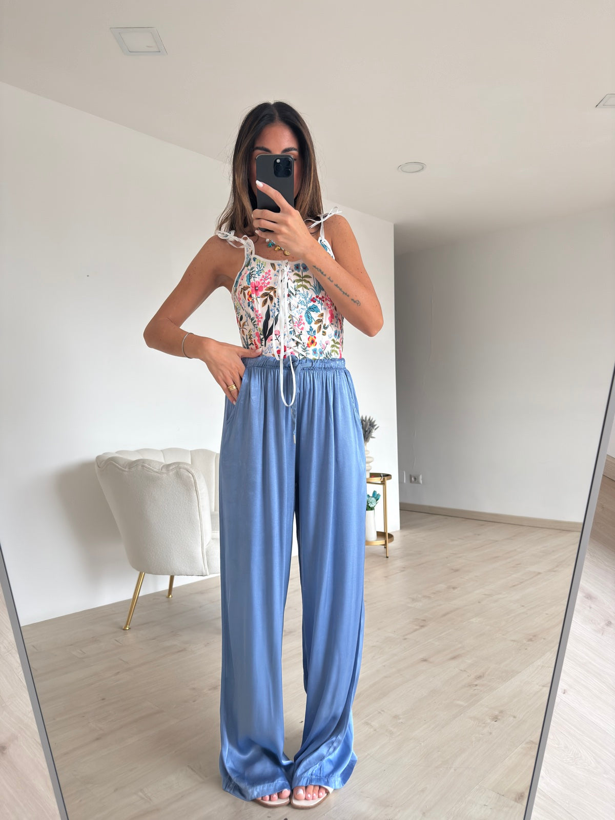 PANTALONE SATIN POLVERE