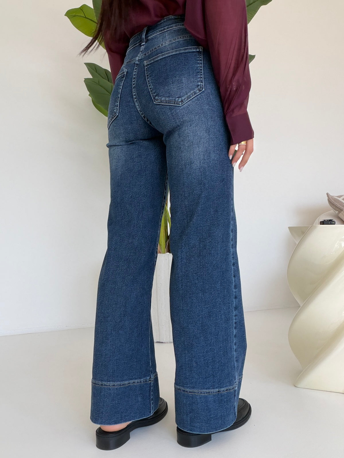 Y16051Q-JEANS PALAZZO CROP BLU DENIM