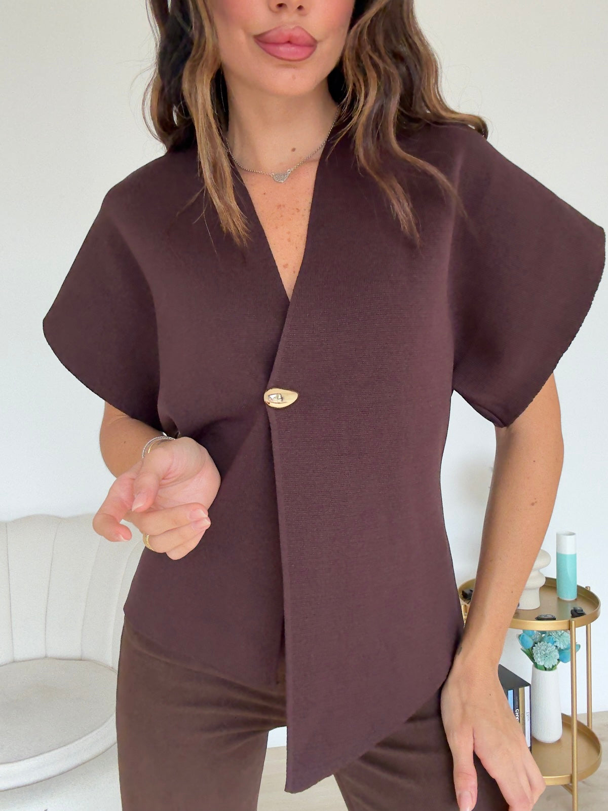 6420-CARDIGAN DROPS CHOCO