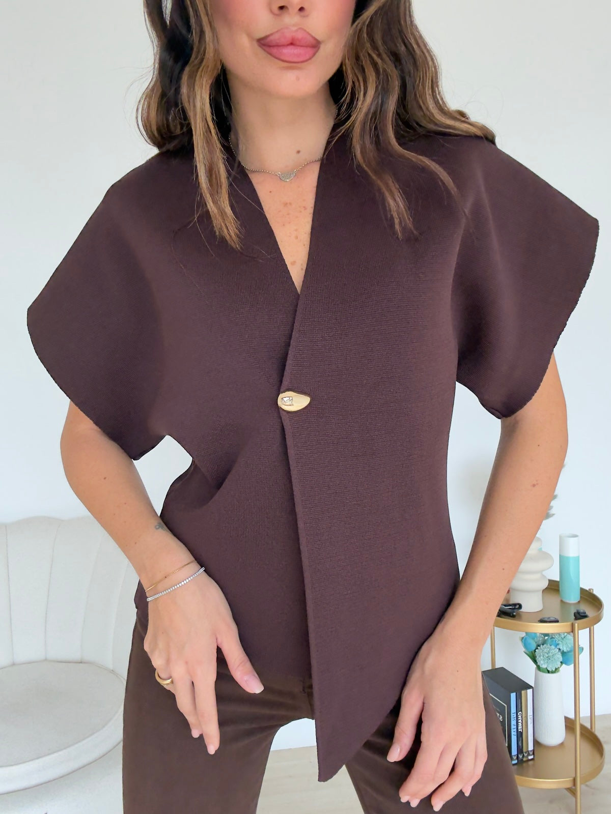 6420-CARDIGAN DROPS CHOCO