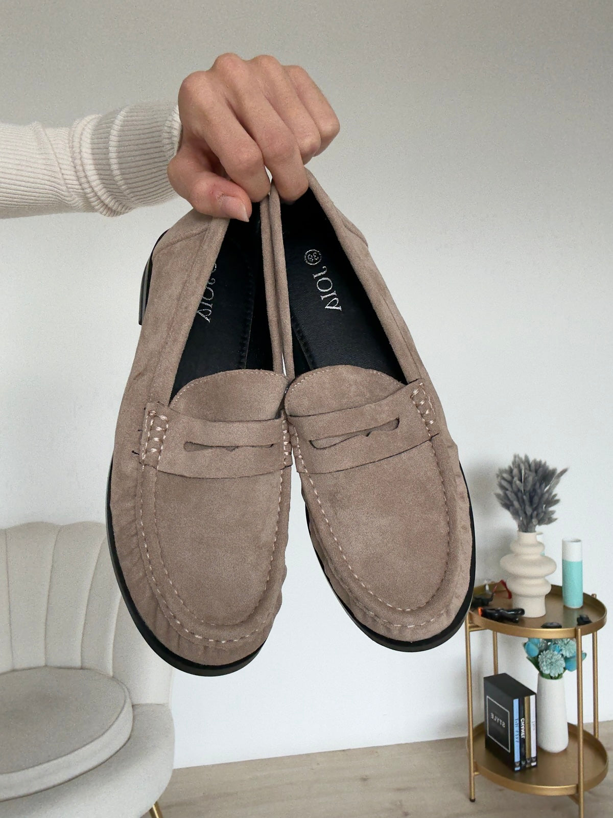 MOLLY-MOCASSINO IN ECO CAMOSCIO TAUPE