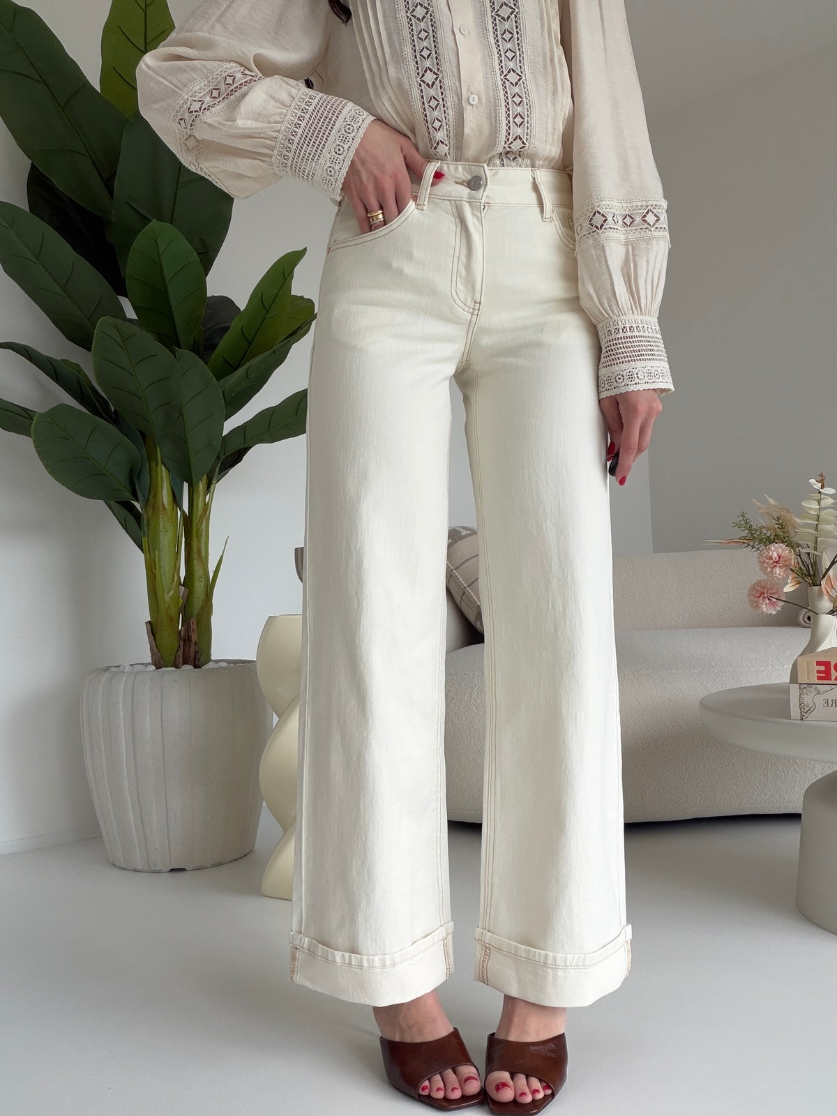 H5529-JEANS PIEGONE BUTTER