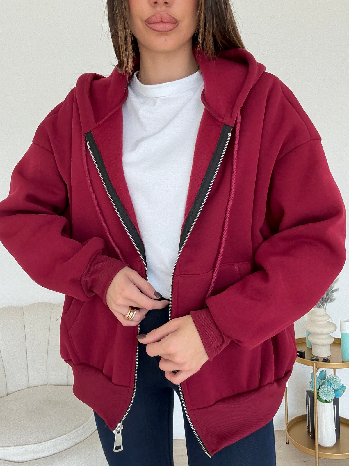 FELPA HOODIE BORDEAUX