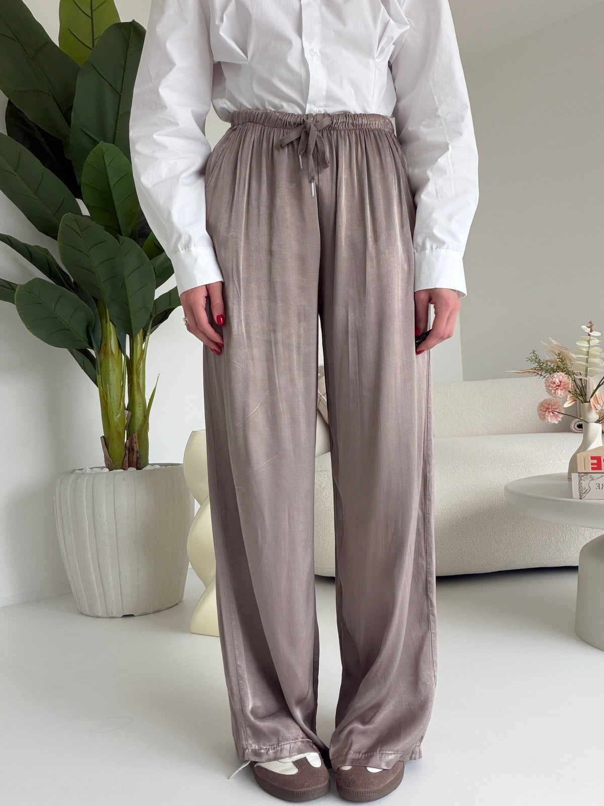 PANTALONE SATIN TAUPE