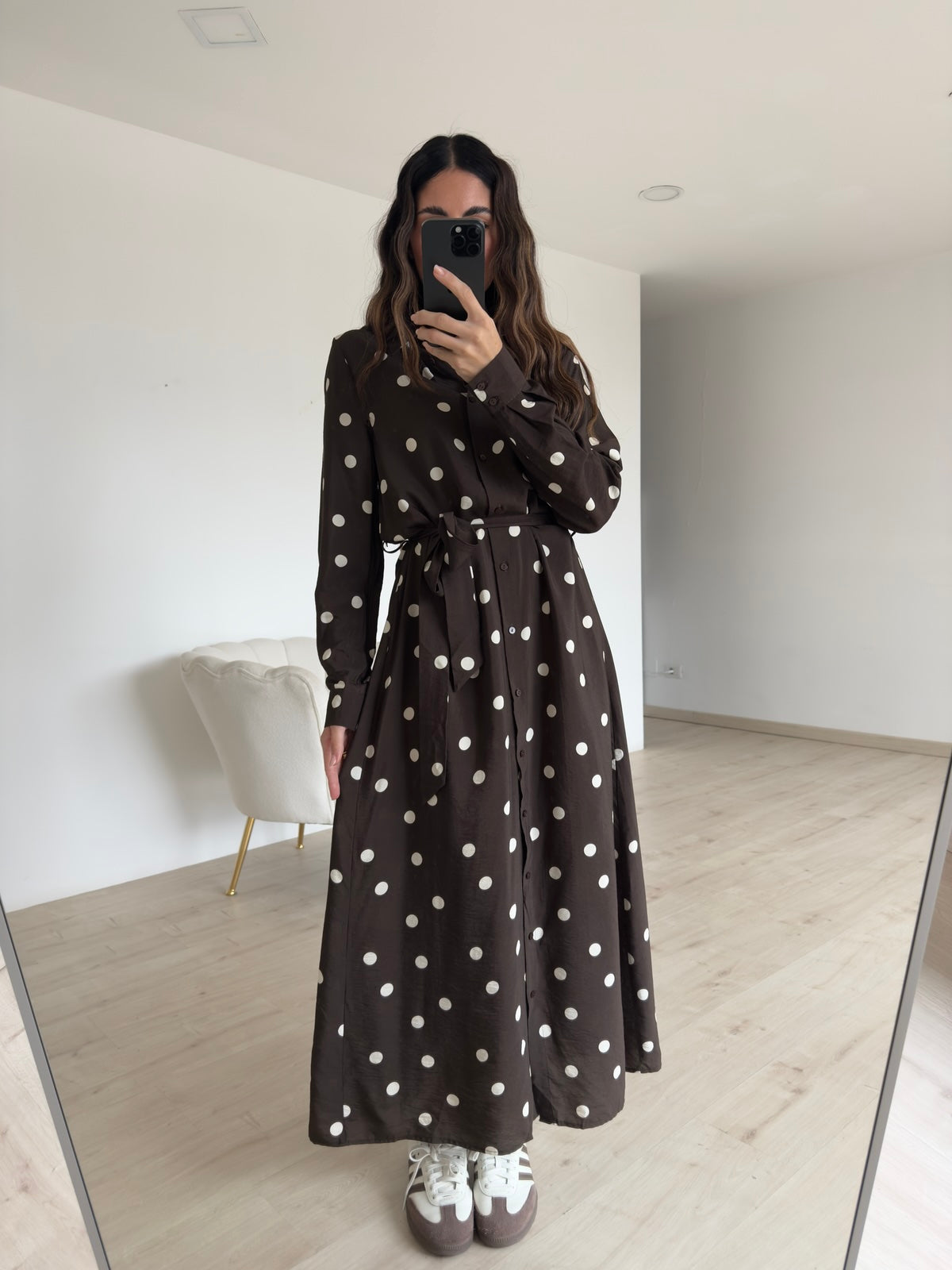 5038-CHEMISIER POIS CHOCO