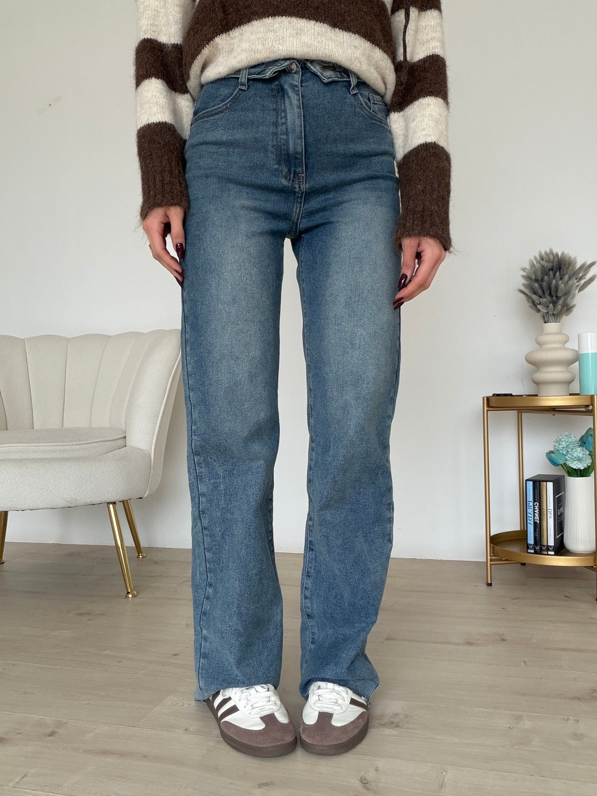 9295-JEANS PALAZZO RISVOLTO DENIM