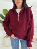 PULL ZIPPER BORDEAUX