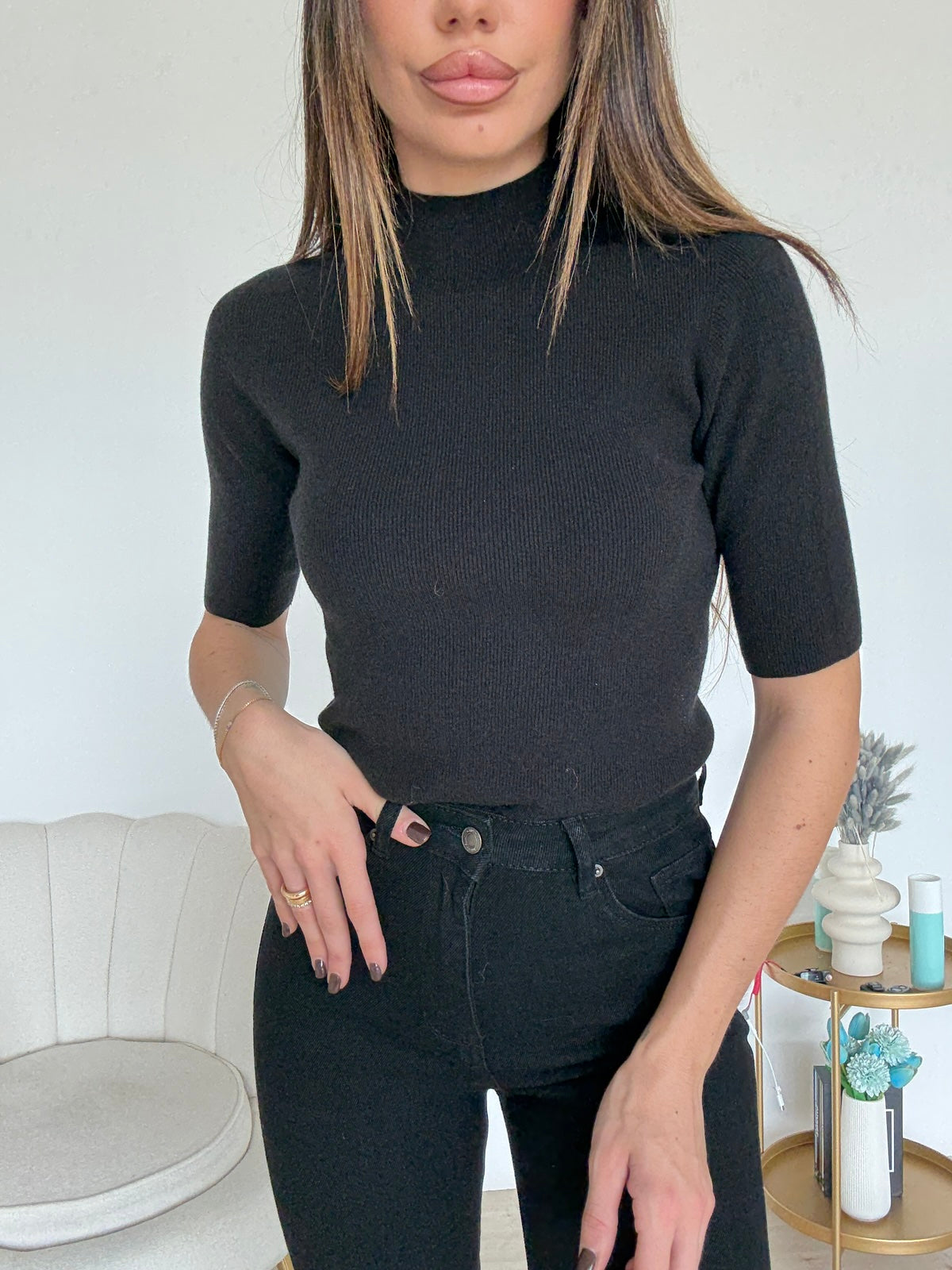 L06382-2-MAGLIA A COSTINE NERA