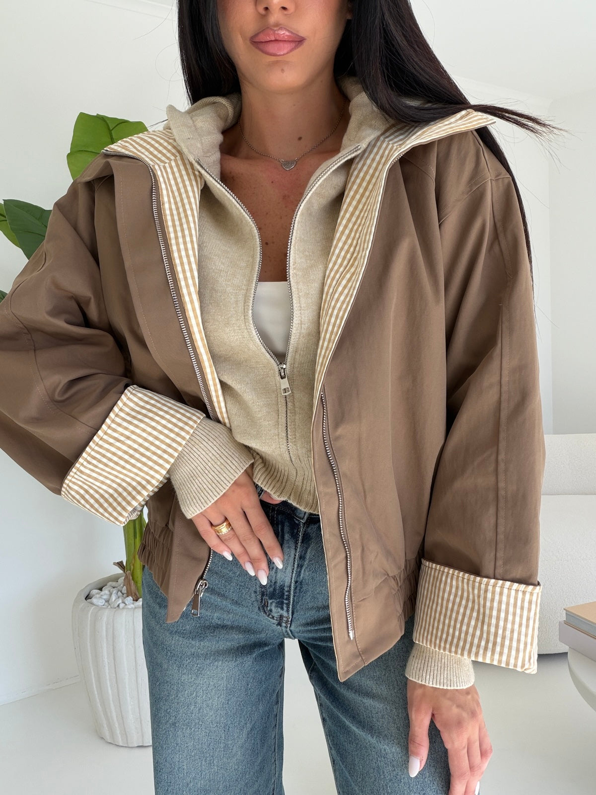 TT38062-BOMBER POPPER TAUPE