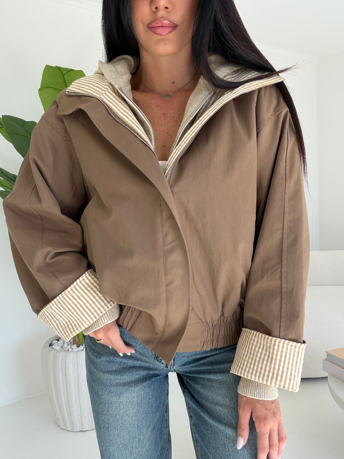 TT38062-BOMBER POPPER TAUPE