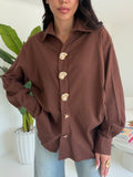 V76712-CAMICIA SANTORINI CHOCO