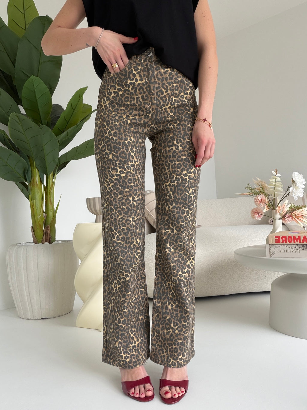 K787-JEANS GAMBA DRITTA ANIMALIER