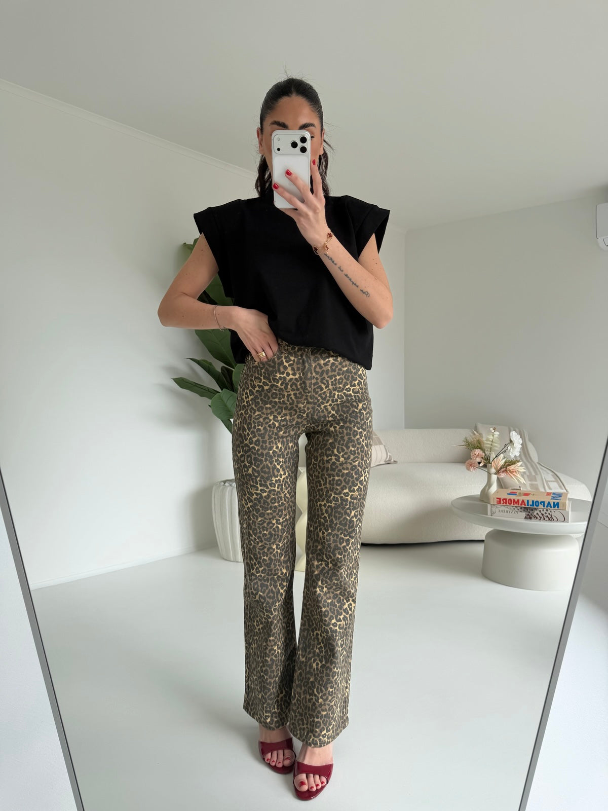 K787-JEANS GAMBA DRITTA ANIMALIER
