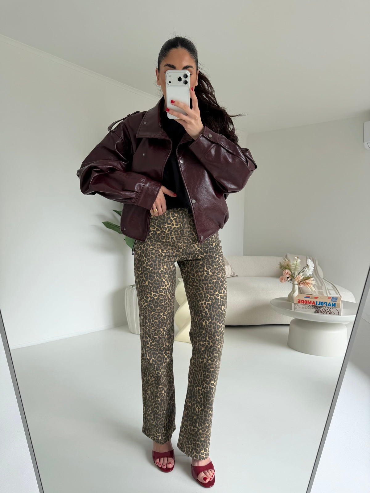 K787-JEANS GAMBA DRITTA ANIMALIER