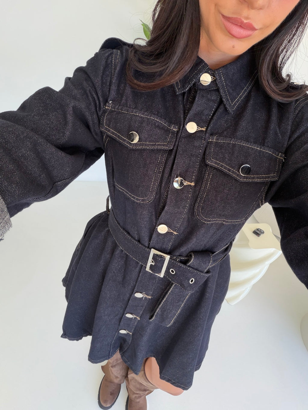 2781-MINI ABITO + CINTURA BLU DENIM