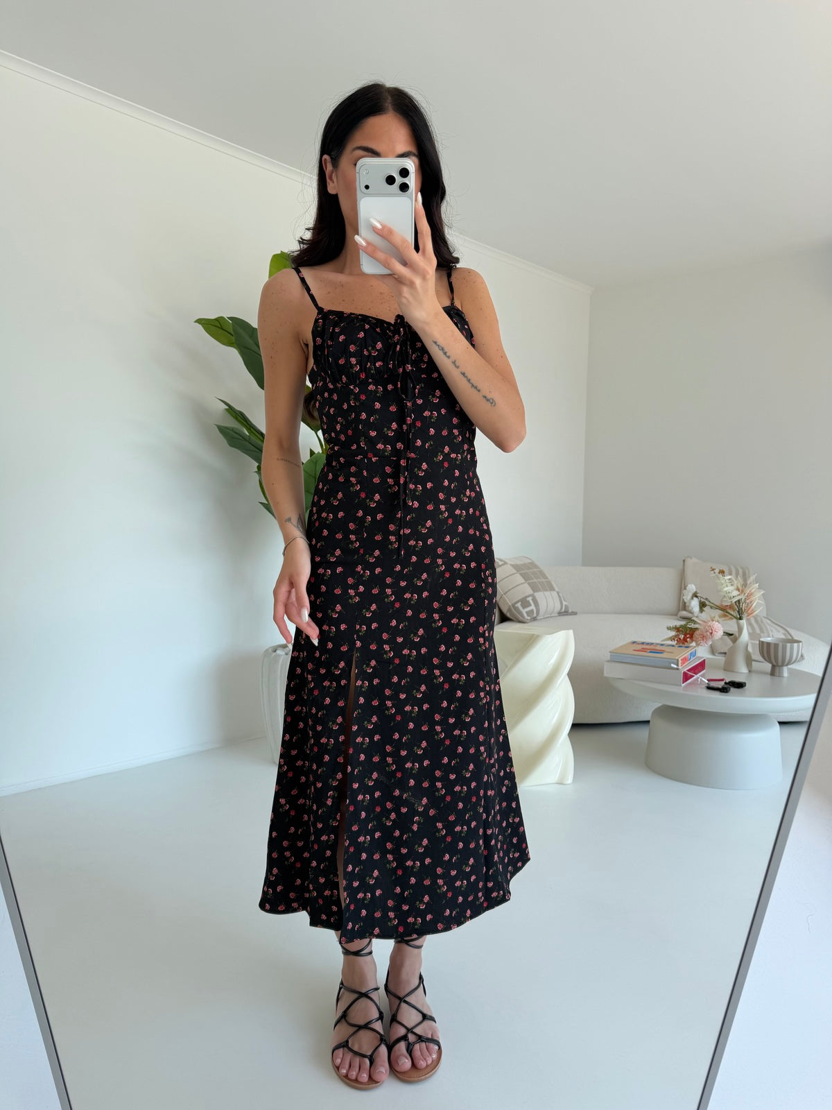 17245-ABITO FLOWER NERO