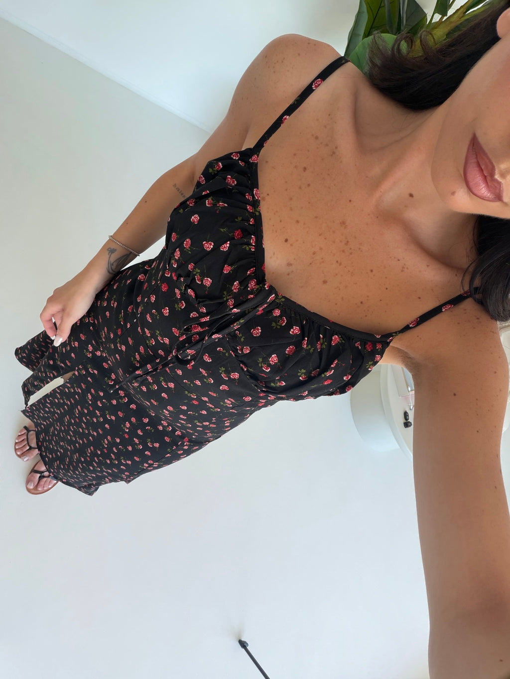17245-ABITO FLOWER NERO