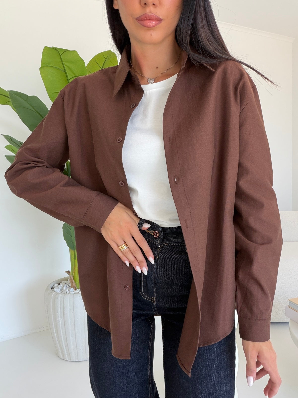 H70408-CAMICIA BASIC CHOCO