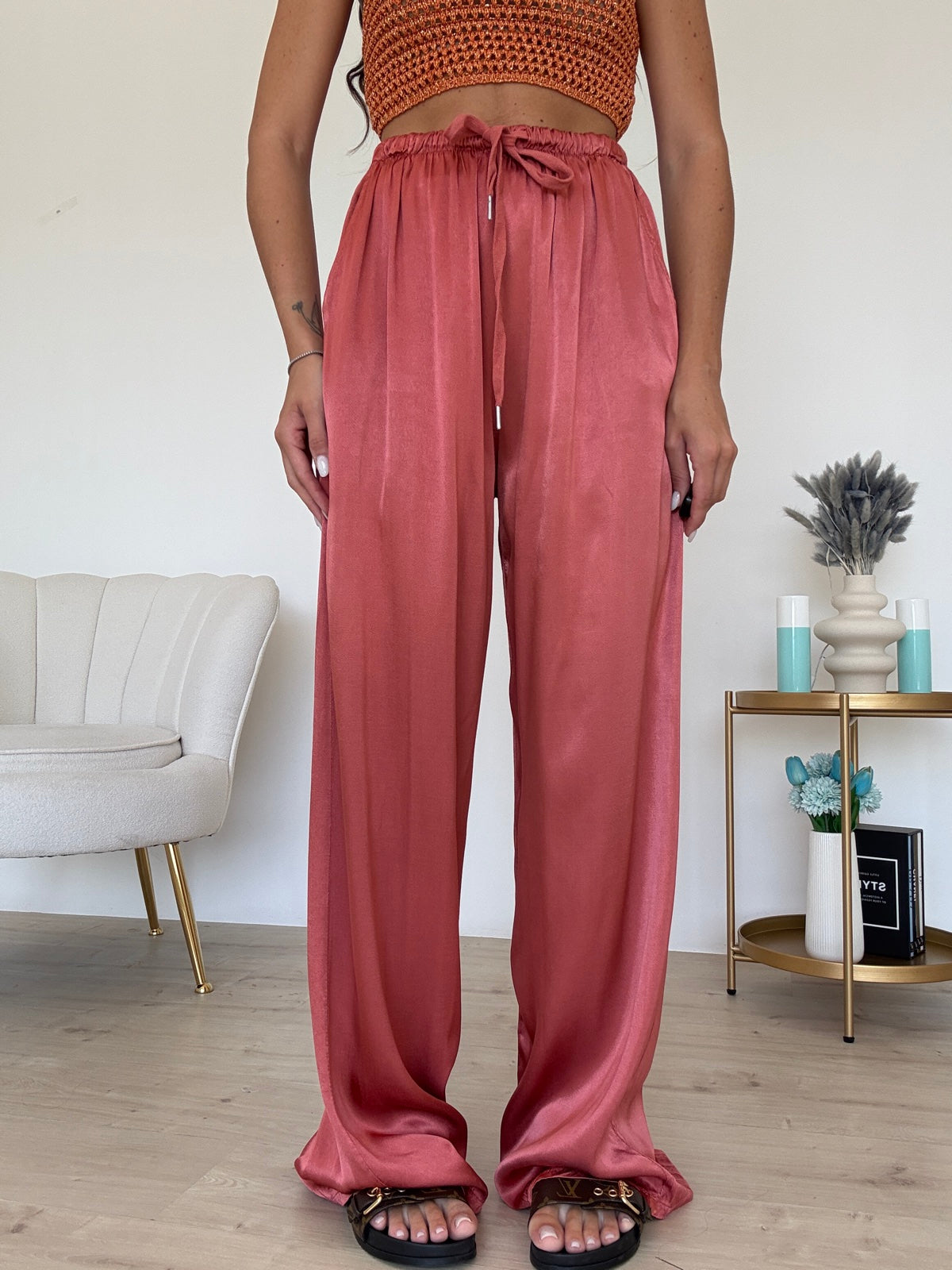 PANTALONE SATIN COCCIO