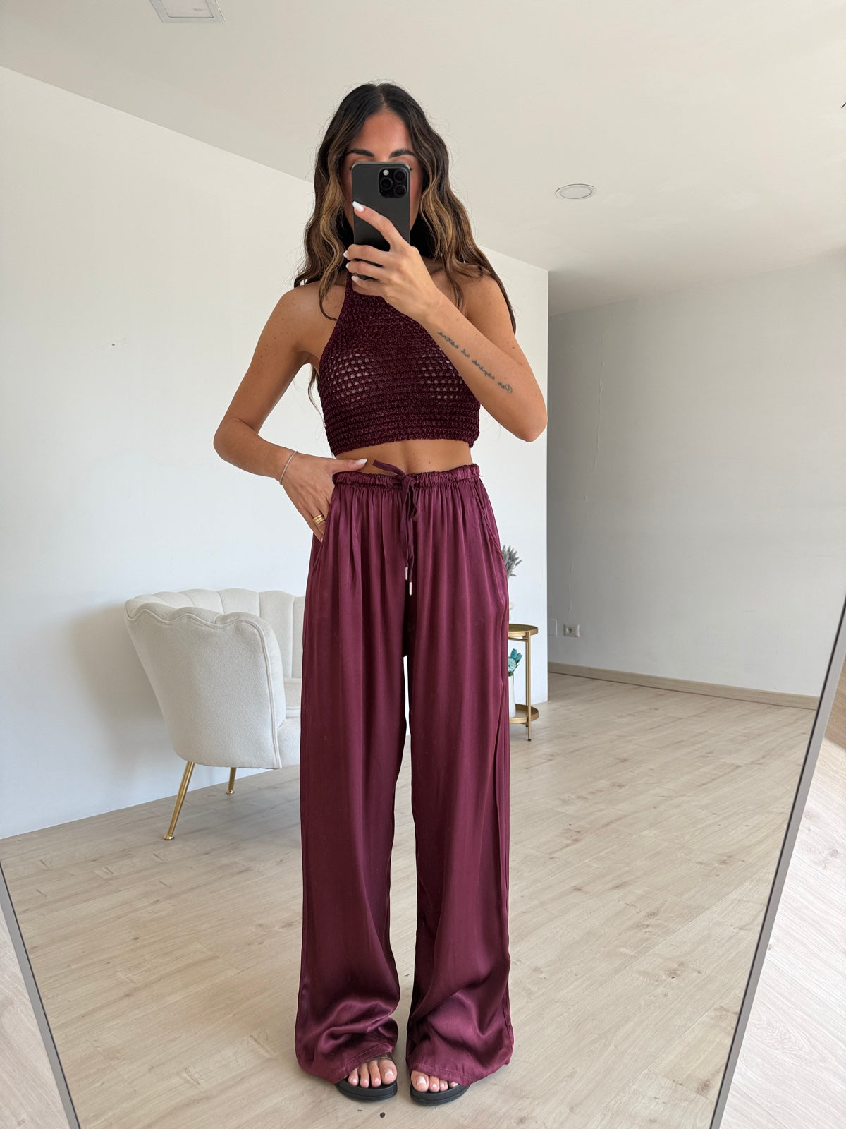 PANTALONE SATIN MAGENTA